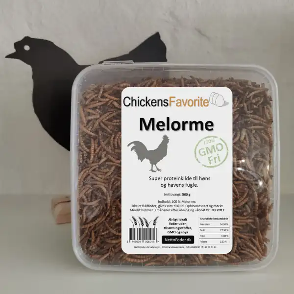 Melorme tørret til høns